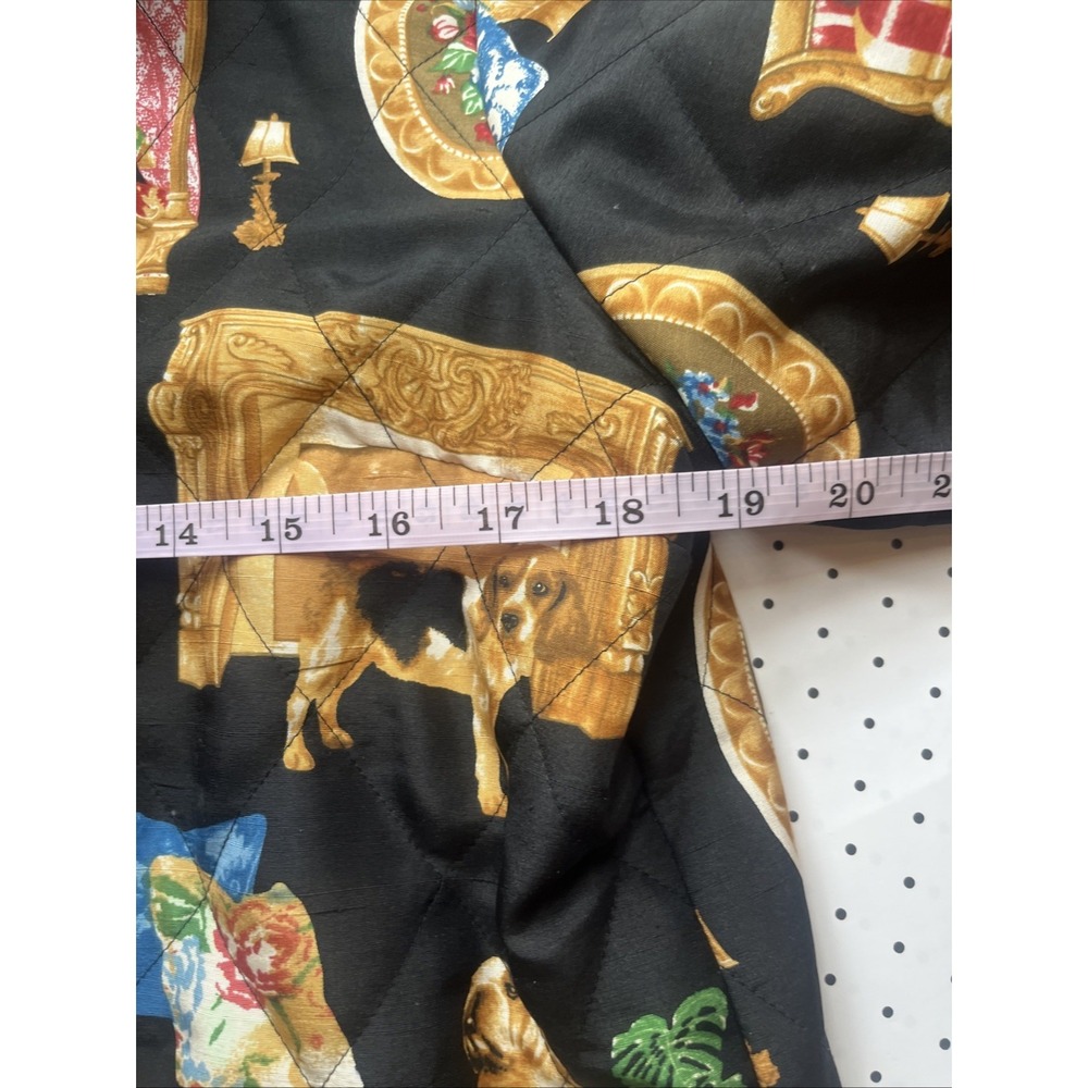 Vtg Victor Costa Occasion 100% Silk Quilted Dog Print Jacket Baroque Zip Small - Picture 11 of 14